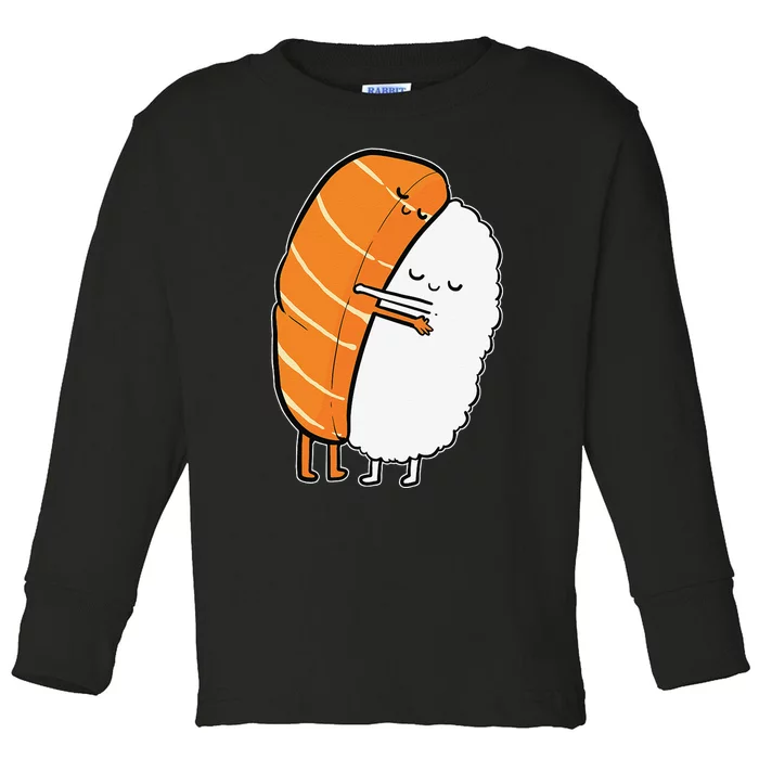 Cute Sushi Hug Salmon Maki Anime Figure Japanese Manga Toddler Long Sleeve Shirt