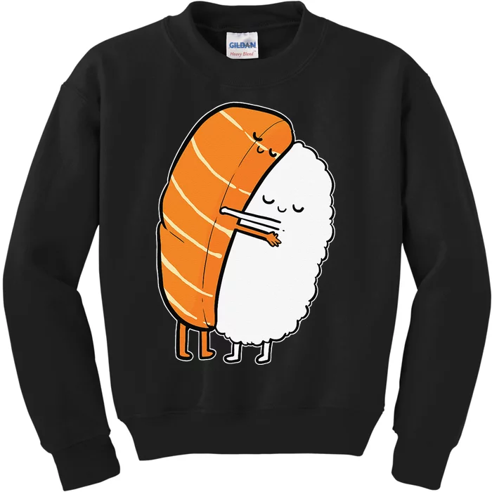 Cute Sushi Hug Salmon Maki Anime Figure Japanese Manga Kids Sweatshirt