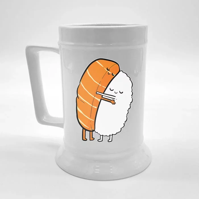 Cute Sushi Hug Salmon Maki Anime Figure Japanese Manga Front & Back Beer Stein