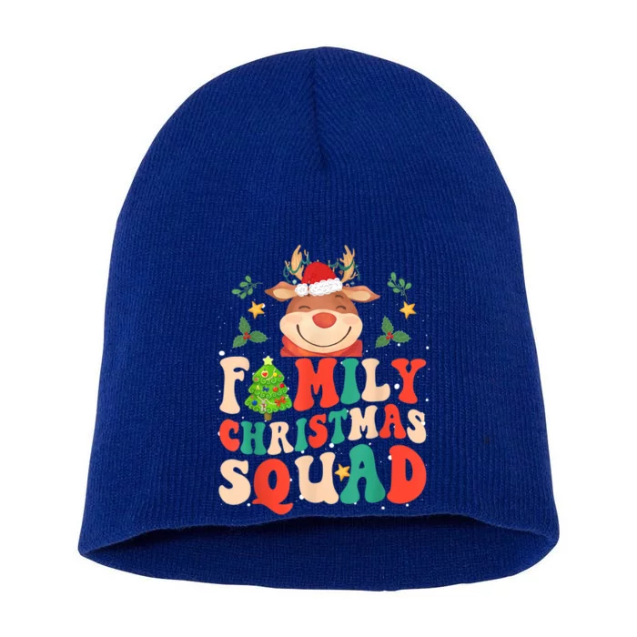 Cute Santa Hat Reindeer Family Christmas Squad Xmas Pajama Gift Short Acrylic Beanie