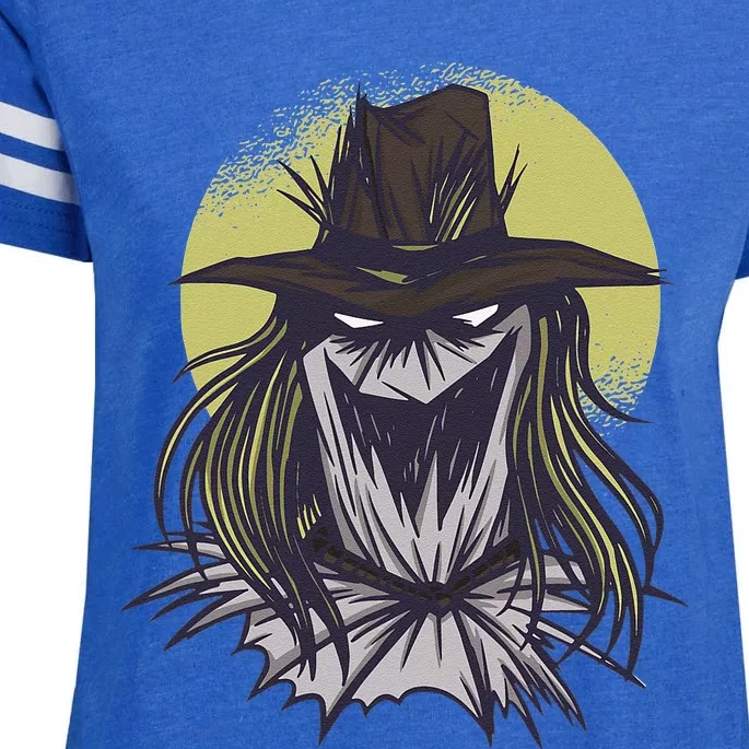 Creepy Scarecrow Halloween Enza Ladies Jersey Football T-Shirt