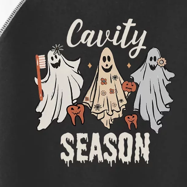 Cavity Season Halloween Funny Dental Ghosts And Toothbrush Toddler Fine Jersey T-Shirt