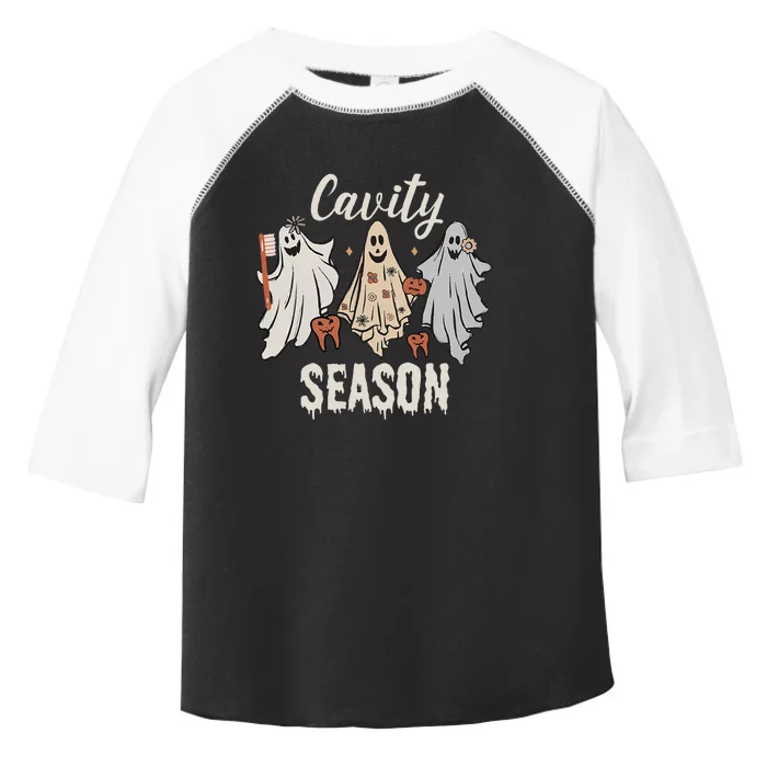 Cavity Season Halloween Funny Dental Ghosts And Toothbrush Toddler Fine Jersey T-Shirt