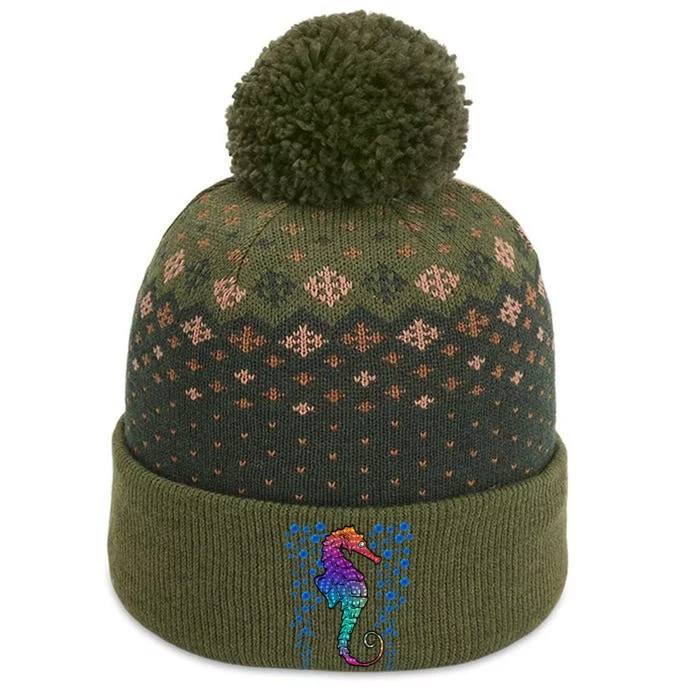 Colorful Sea Horse Print Ocean The Baniff Cuffed Pom Beanie