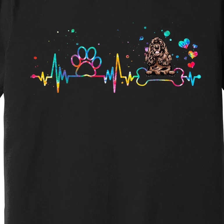 Cocker Spaniel Heartbeat Tie Dye Dog Lovers Premium T-Shirt