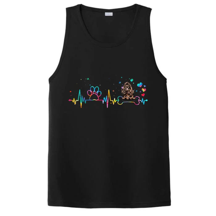 Cocker Spaniel Heartbeat Tie Dye Dog Lovers Performance Tank