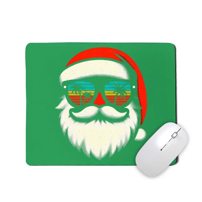 Christmas Santa Hat Sunglasses Beach Summer Vacation Mousepad