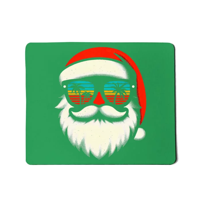 Christmas Santa Hat Sunglasses Beach Summer Vacation Mousepad