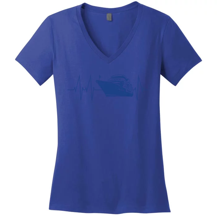 Cruise Ship Heartbeat Family Cruise Gift Women's V-Neck T-Shirt