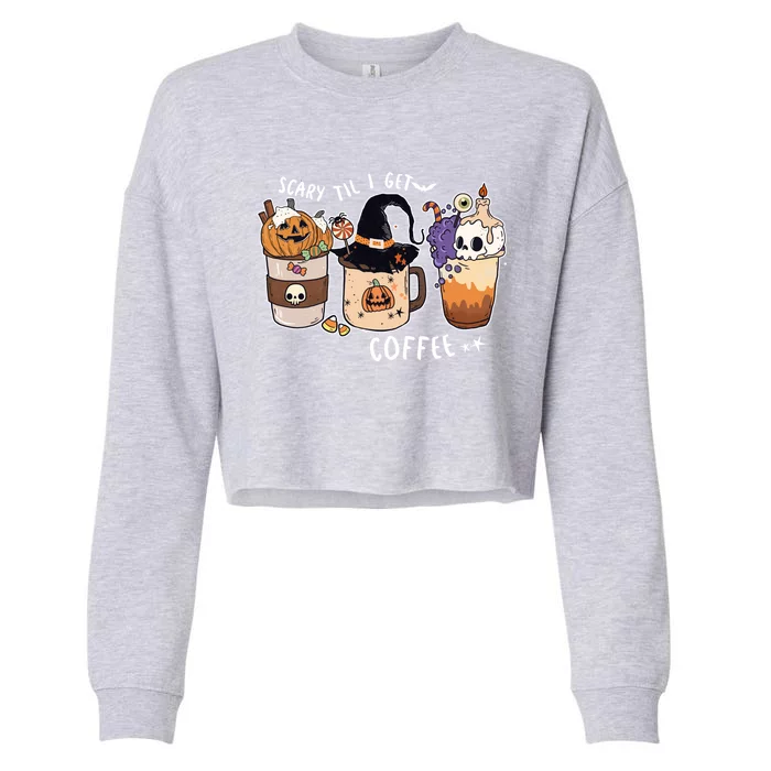 Cute Spooky Halloween Pumpkin S Coffee Gift Cropped Pullover Crew