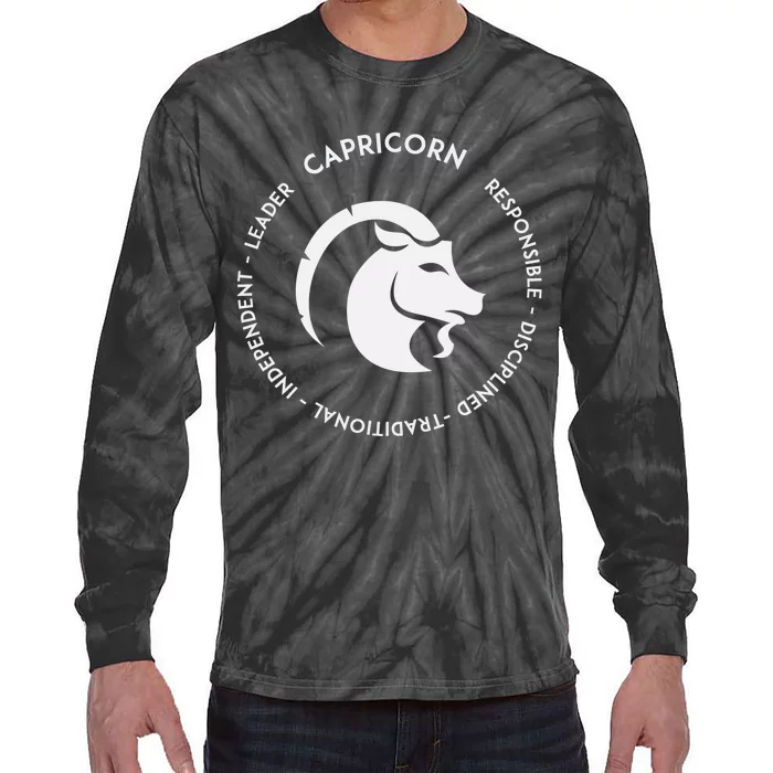 Capricorn  Starsign Horoscope Zodiac Sign Astrology Gift Tie-Dye Long Sleeve Shirt