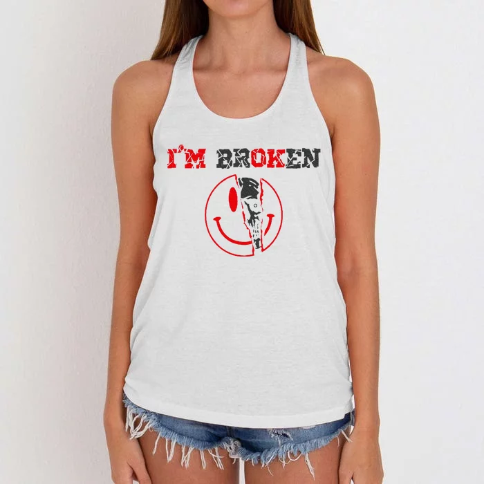 Confused Smile Im Broken Invisible Illness Women's Knotted Racerback Tank