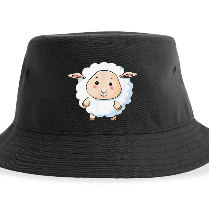 Cute Sheep Illustration Adorable Sheep Classic Sustainable Bucket Hat