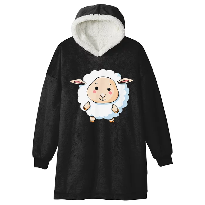 Cute Sheep Illustration Adorable Sheep Classic Hooded Wearable Blanket