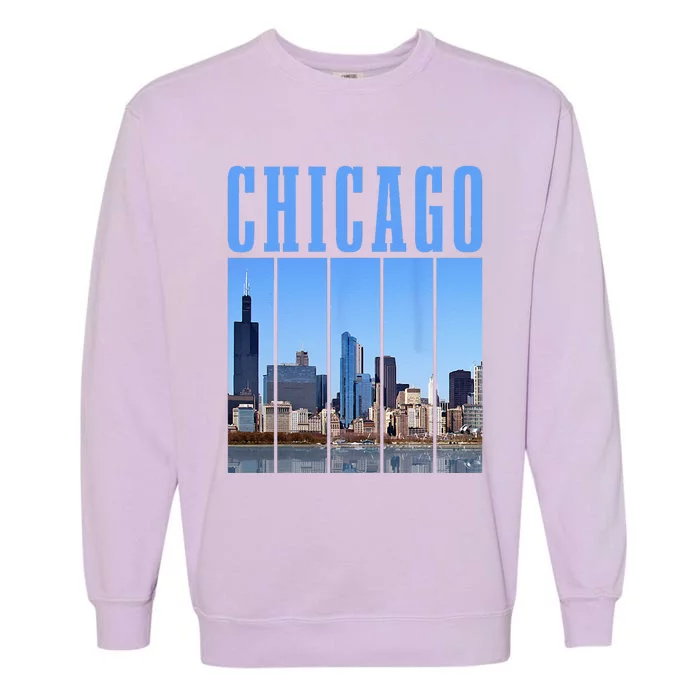 Chicago Skyline Illinois Vintage Pride Chicago Garment-Dyed Sweatshirt