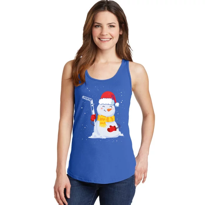 Christmas Snow Ice Hockey Player Funny Xmas Sports Cute Gift Ladies Essential Tank