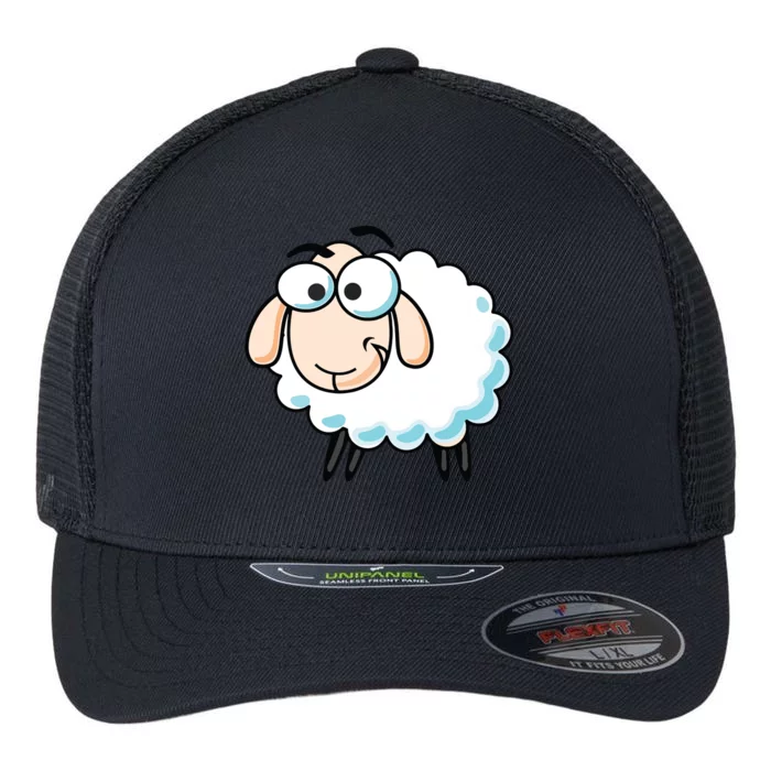 Cute Sheepp Illustration Adorable Sheepp Flexfit Unipanel Trucker Cap