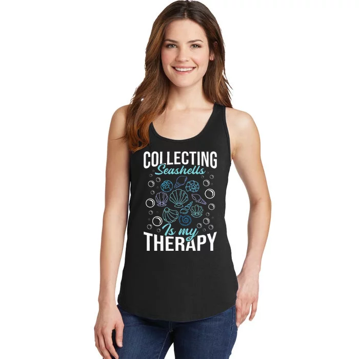 Collecting Seashells Is My Therapy Shelling Beachcomber Ladies Essential Tank