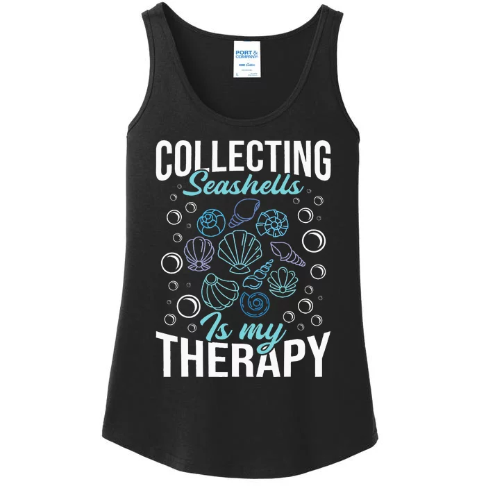 Collecting Seashells Is My Therapy Shelling Beachcomber Ladies Essential Tank