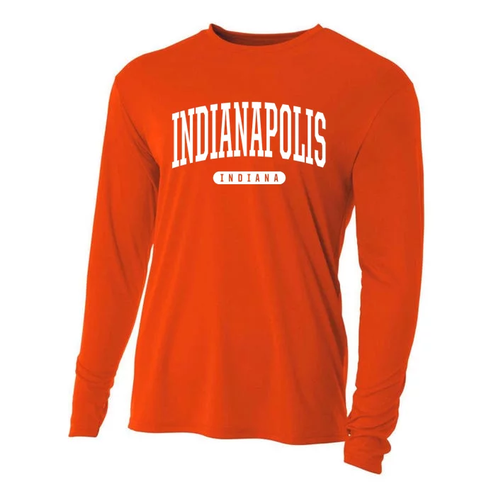 College Style Indianapolis Indiana Souvenir Gift Indy Gift Cooling Performance Long Sleeve Crew