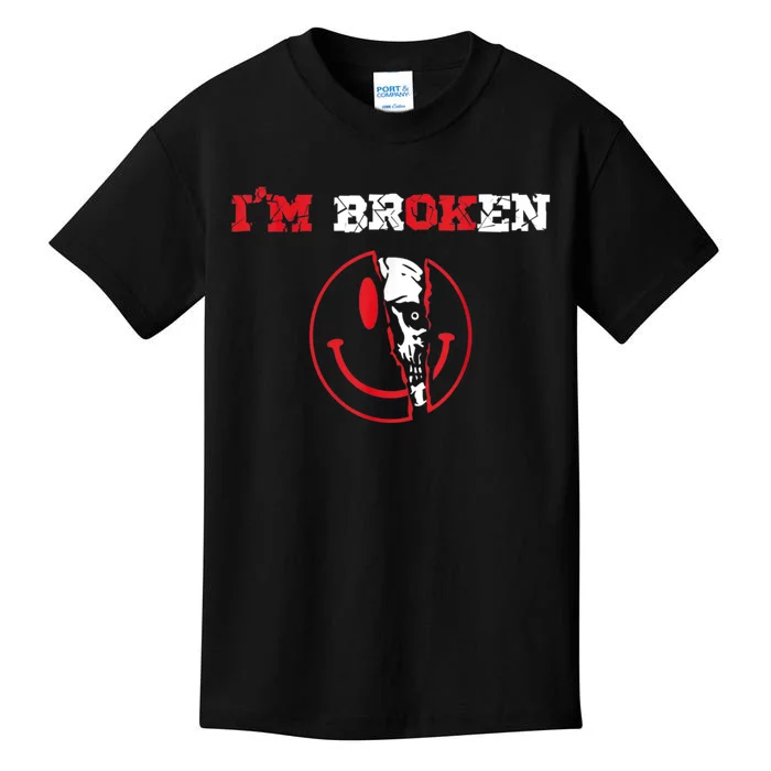 Confused Smile I'm Broken Invisible Illness I'm OK Broken Kids T-Shirt