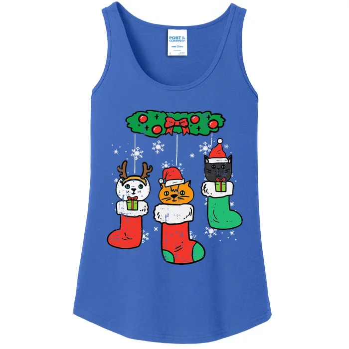 Cats Santa In Christmas Stockings Cute Xmas Funny Ladies Essential Tank