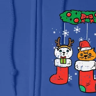 Cats Santa In Christmas Stockings Cute Xmas Funny Full Zip Hoodie