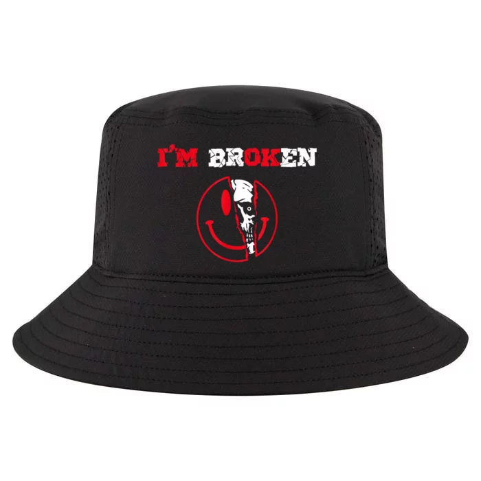 Confused Smile I'm Broken Invisible Illness I'm OK Broken Cool Comfort Performance Bucket Hat