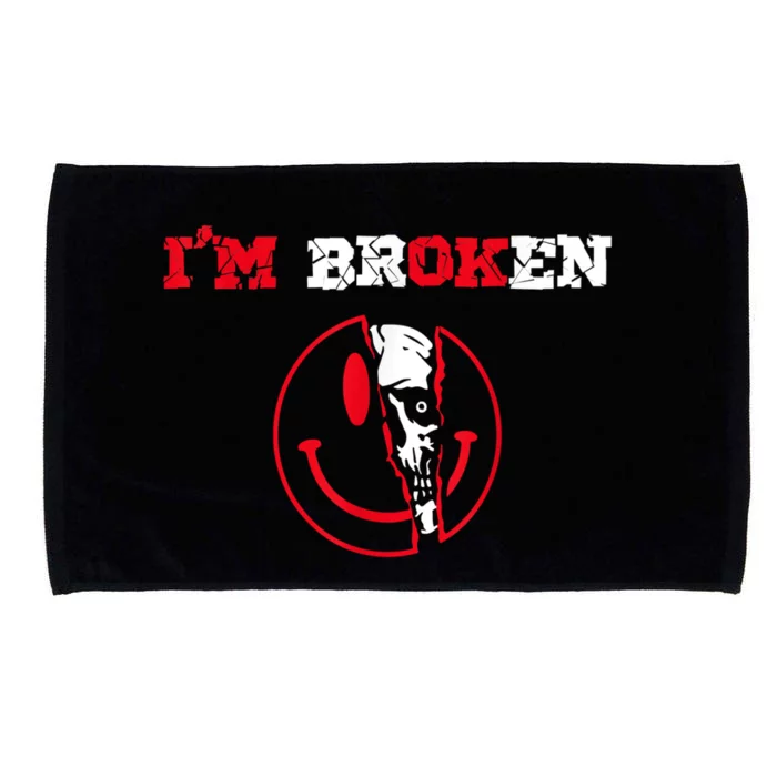 Confused Smile I'm Broken Invisible Illness I'm OK Broken Microfiber Hand Towel