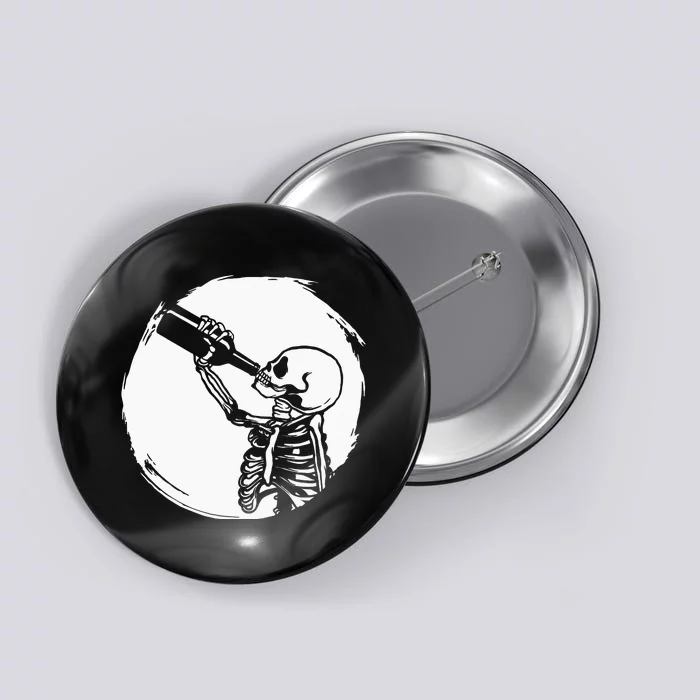 Cool Skeleton Is Drinking Beer Beer And Skull Button