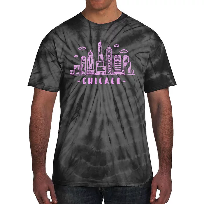 Chicago Skyline Illinois Vintage Tie-Dye T-Shirt