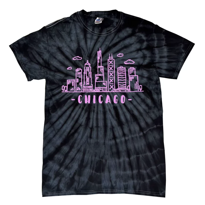 Chicago Skyline Illinois Vintage Tie-Dye T-Shirt