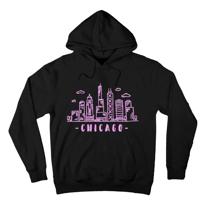 Chicago Skyline Illinois Vintage Tall Hoodie