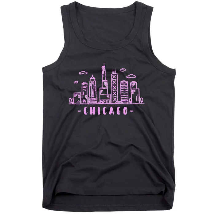 Chicago Skyline Illinois Vintage Tank Top