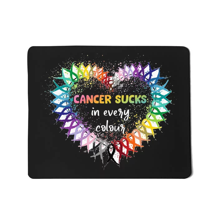 Cancer Sucks In Every Color Cancer Awareness Ribbons Heart Mousepad