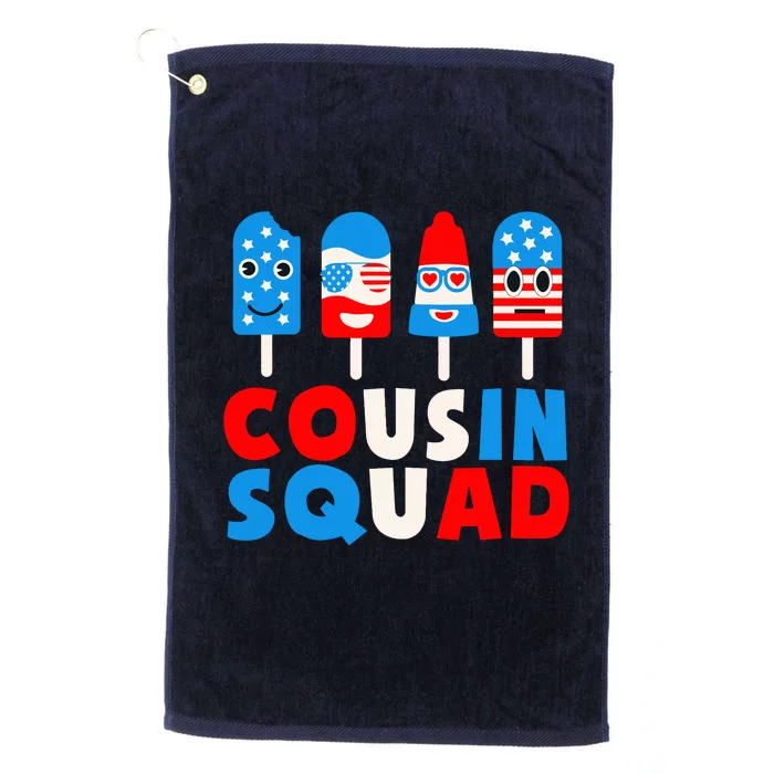 Cousin Squad Ice Cream US American Flag 4th Of July Gift Platinum Collection Golf Towel