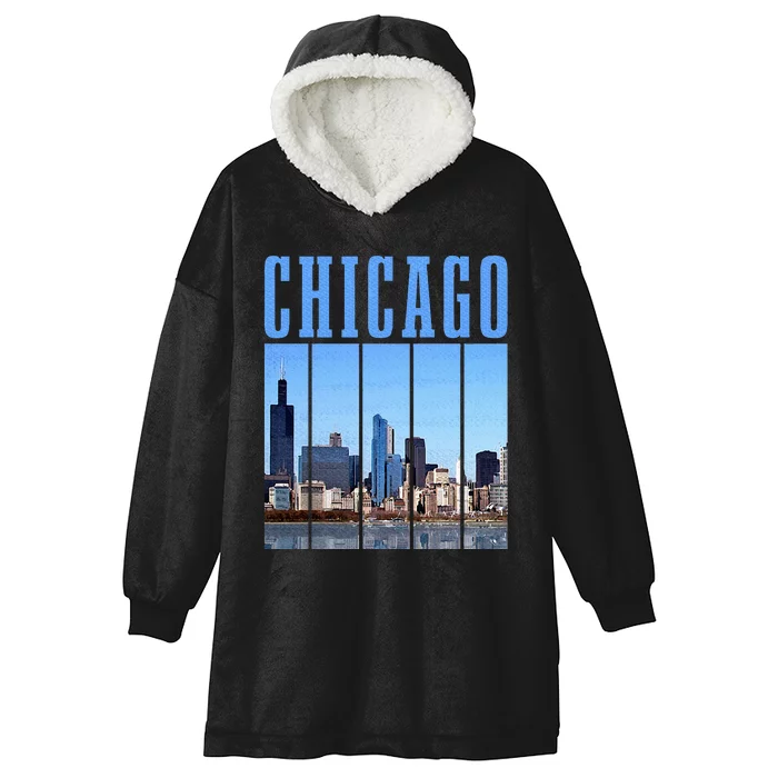 Chicago Skyline Illinois Vintage Pride Chicago Hooded Wearable Blanket