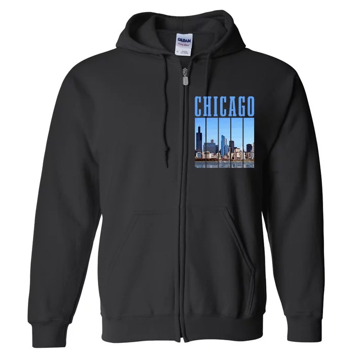 Chicago Skyline Illinois Vintage Pride Chicago Full Zip Hoodie