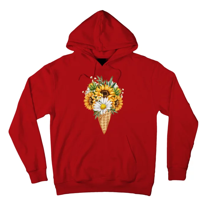 Cute Sunflowers In Ice Cream Cone Hoodie