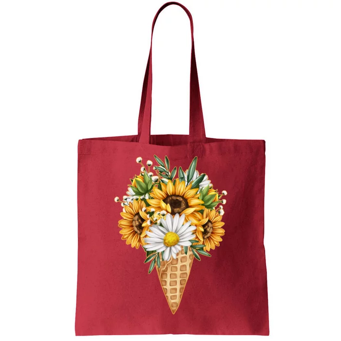 Cute Sunflowers In Ice Cream Cone Tote Bag