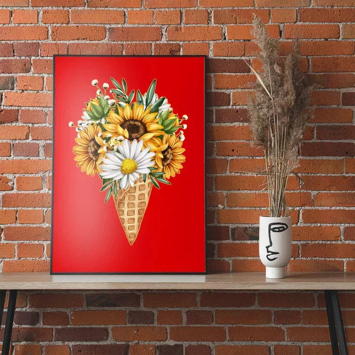 Cute Sunflowers In Ice Cream Cone Poster