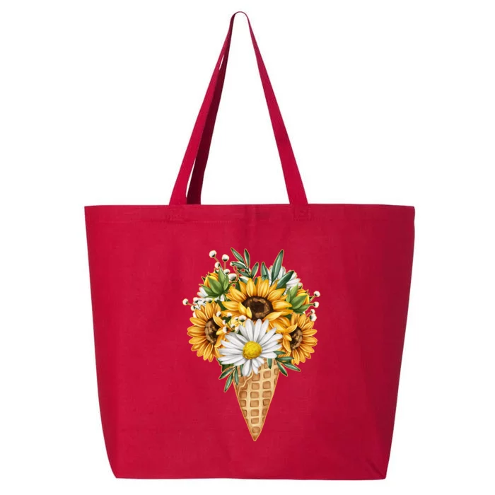 Cute Sunflowers In Ice Cream Cone 25L Jumbo Tote