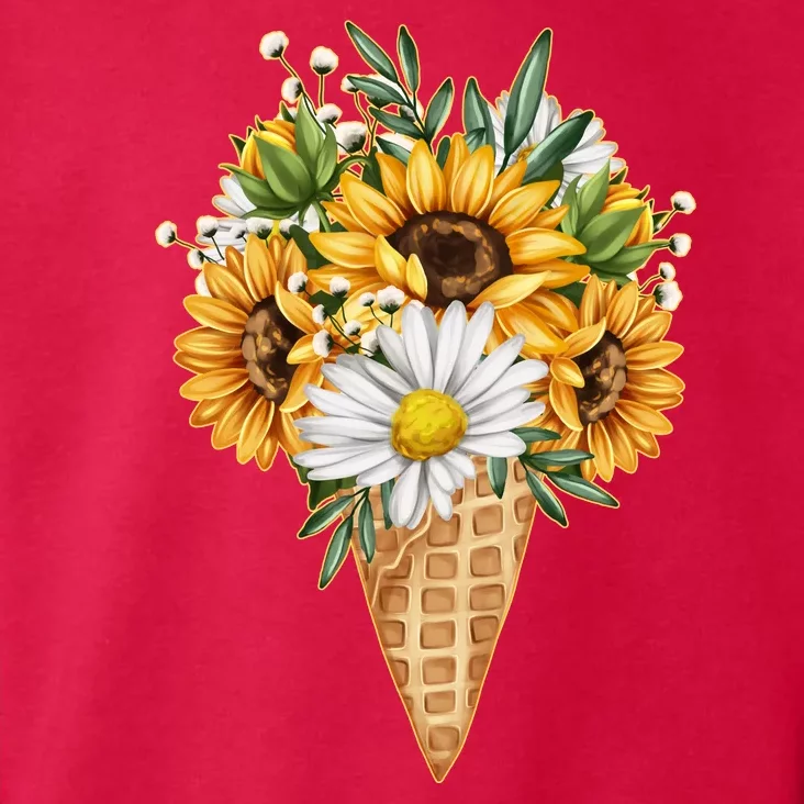 Cute Sunflowers In Ice Cream Cone Toddler Hoodie