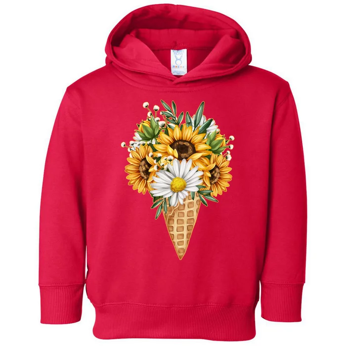 Cute Sunflowers In Ice Cream Cone Toddler Hoodie