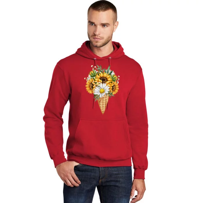 Cute Sunflowers In Ice Cream Cone Tall Hoodie