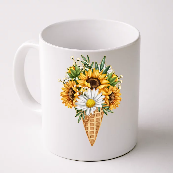 Cute Sunflowers In Ice Cream Cone Front & Back Coffee Mug