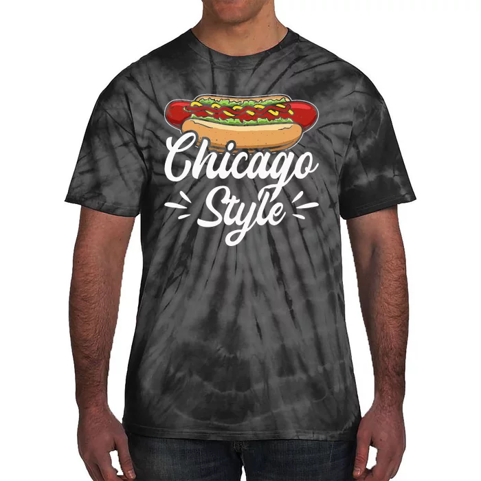 Chicago Style Illinois Hot Dog Tie-Dye T-Shirt