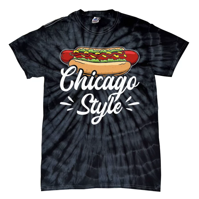 Chicago Style Illinois Hot Dog Tie-Dye T-Shirt