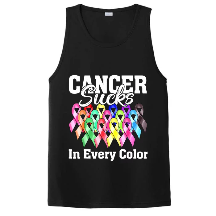 Cancer Sucks In Every Color Fighter Fight Support The Cancer Performance Tank