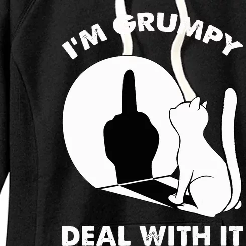 Cat Shadow I'm Grumpy Deal With It Women's Fleece Hoodie